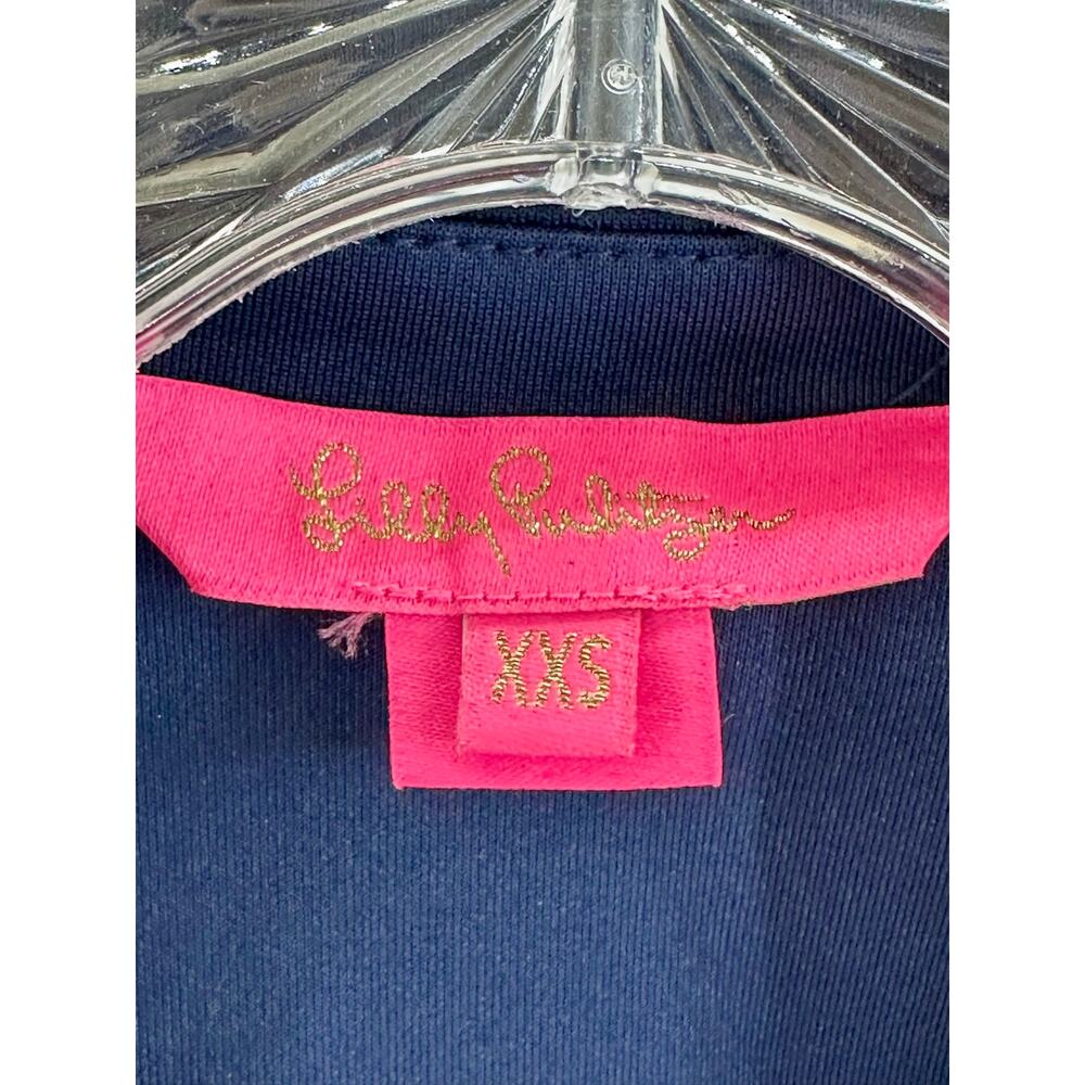 Lilly Pulitzer Braylee Size XXS Blazer Pockets Buttons Scuba Pointe Pockets Blue - Picture 3 of 7